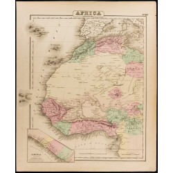 Gravure de 1857 - Carte ancienne d'Afrique du Nord-Ouest - 1