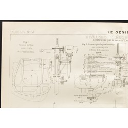 Gravure de 1909 - Plan ancien de riveuses électro-hydrauliques - 2