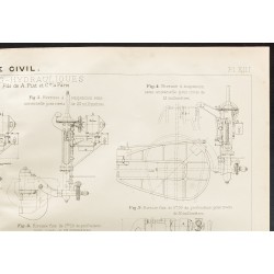Gravure de 1909 - Plan ancien de riveuses électro-hydrauliques - 3