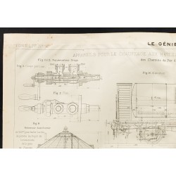 Gravure de 1909 - Appareil de chauffage des locomotives - 2