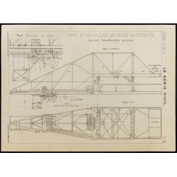 Gravure de 1909 - Paris-Austerlitz - transbordeur monorail - 1