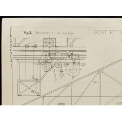 Gravure de 1909 - Paris-Austerlitz - transbordeur monorail - 2