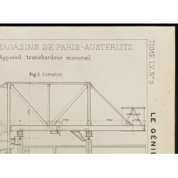 Gravure de 1909 - Paris-Austerlitz - transbordeur monorail - 3