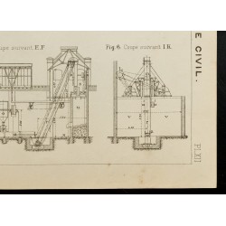 Gravure de 1909 - Plan ancien d'un atelier de sable à mouler - 5