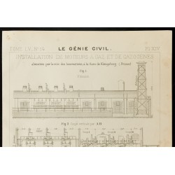 Gravure de 1909 - Moteur à gaz et gazogènes - 2