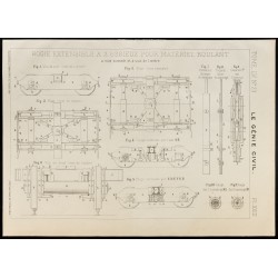 Gravure de 1909 - Plan ancien d'un bogie extensible - 1