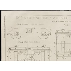 Gravure de 1909 - Plan ancien d'un bogie extensible - 2