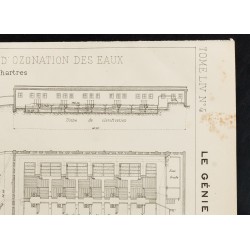 Gravure de 1908 - Plan ancien d'une station d'épuration - 3