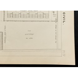 Gravure de 1908 - Plan ancien d'une station d'épuration - 5