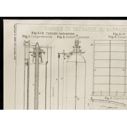 Gravure de 1909 - Vannes du Barrage de Granite Reef - 2