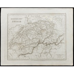 Gravure de 1836 - Carte ancienne de la Suisse - 1