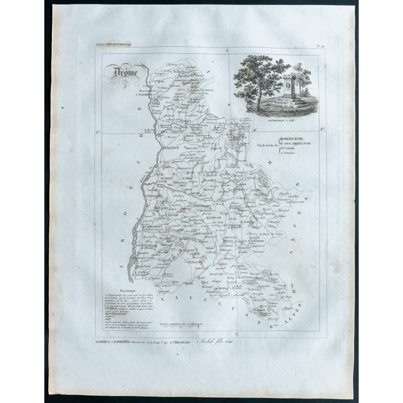 Gravure de 1830 - Carte ancienne de la Drôme - 1