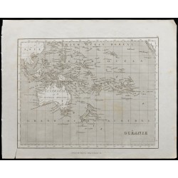 Gravure de 1836 - Carte ancienne de l'Océanie - 1