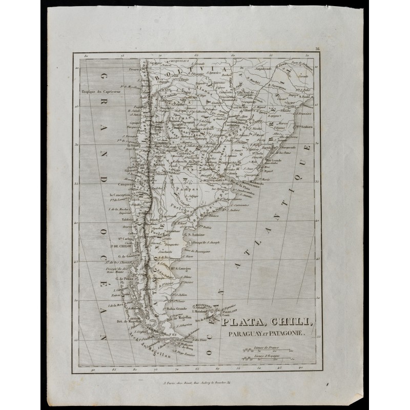 Gravure de 1836 - Carte ancienne de l'Amérique du sud - 1