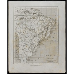 Gravure de 1836 - Carte ancienne du Brésil et Uruguay - 1