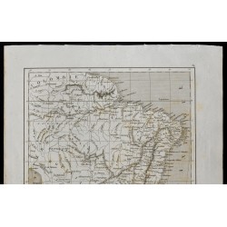 Gravure de 1836 - Carte ancienne du Brésil et Uruguay - 2