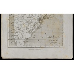 Gravure de 1836 - Carte ancienne du Brésil et Uruguay - 3