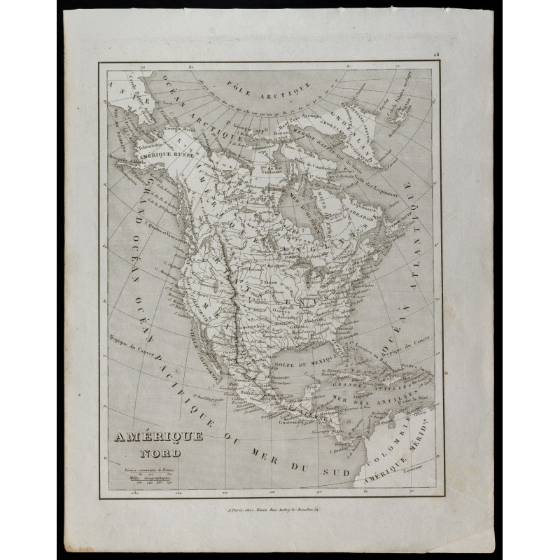 Gravure de 1836 - Carte ancienne de l'Amérique du Nord - 1