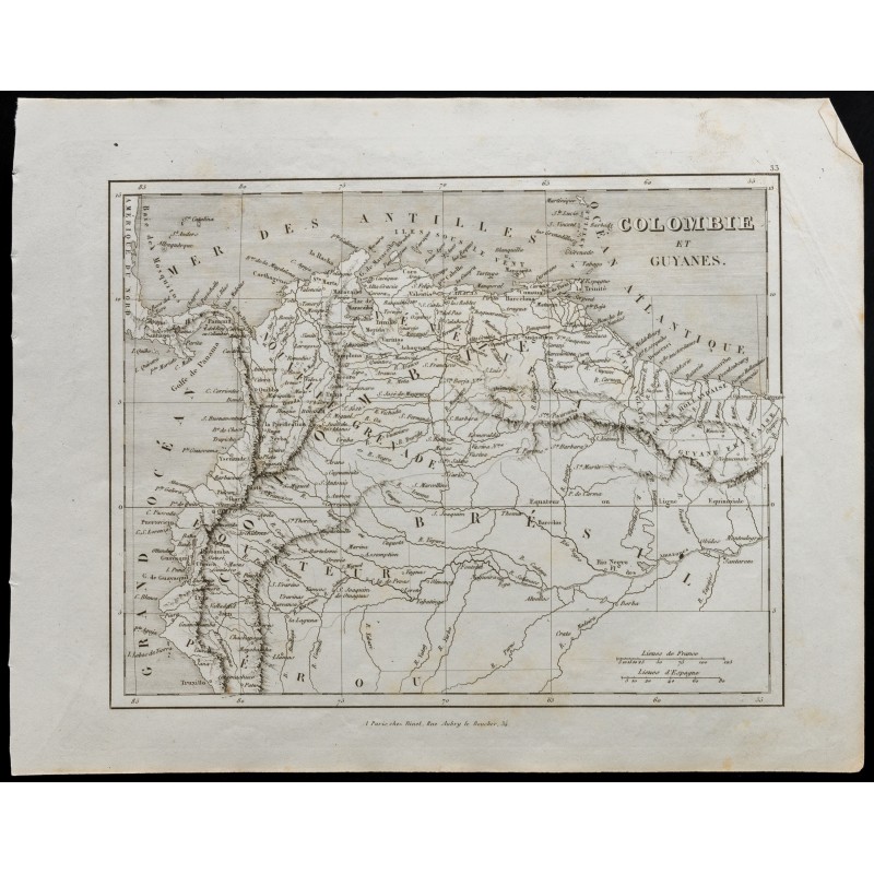 Gravure de 1836 - Carte ancienne de la Colombie - 1