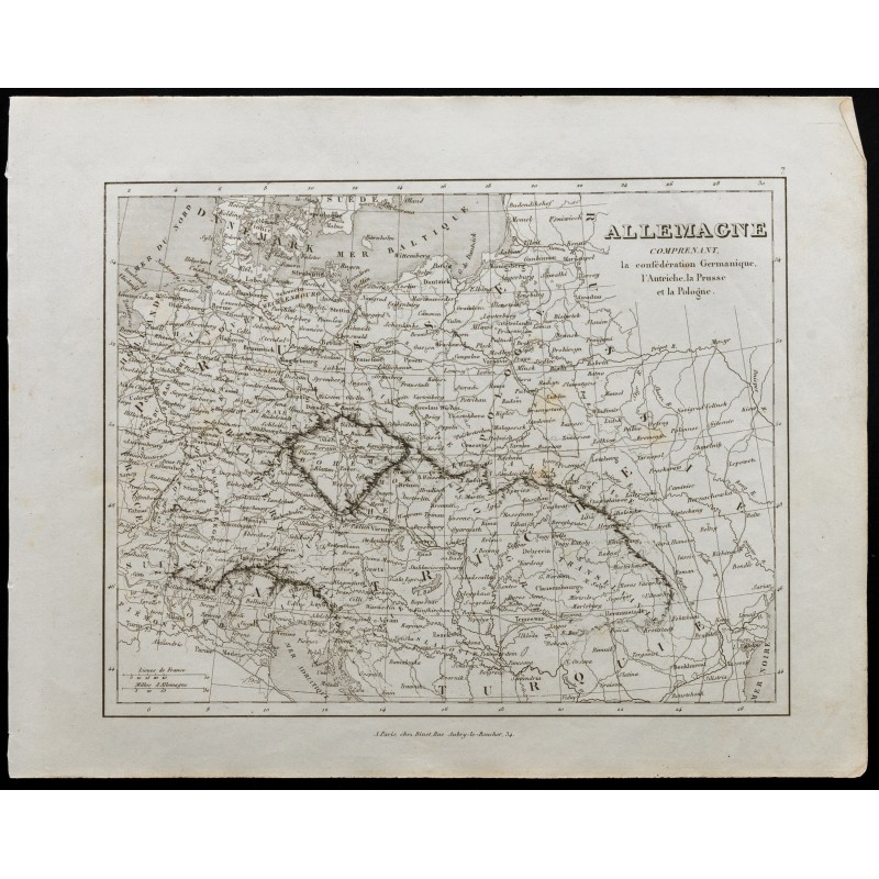 Gravure de 1836 - Carte ancienne de l'Allemagne - 1