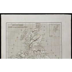 Gravure de 1836 - Carte ancienne des Iles britanniques - 2