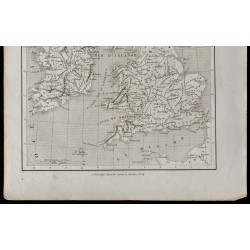 Gravure de 1836 - Carte ancienne des Iles britanniques - 3