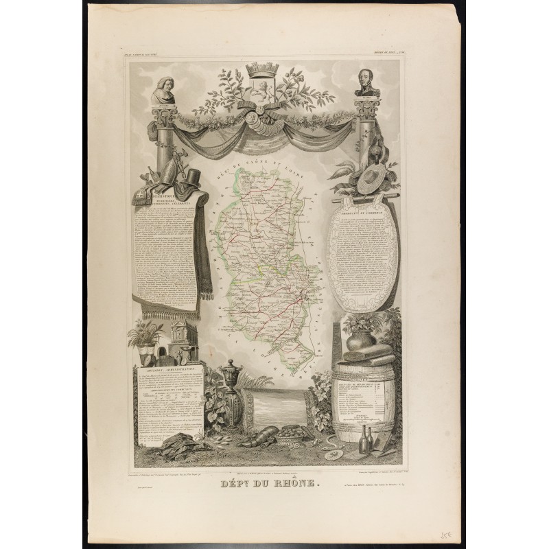 Gravure de 1854 - Département du Rhône - 1