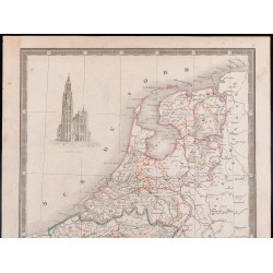 Gravure de 1835 - Carte ancienne de Hollande et de Belgique. - 4