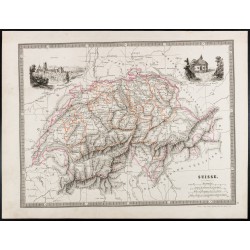 Gravure de 1835 - Carte ancienne de la Suisse - 1