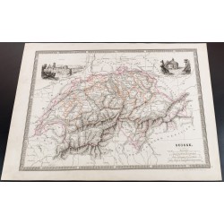 Gravure de 1835 - Carte ancienne de la Suisse - 2