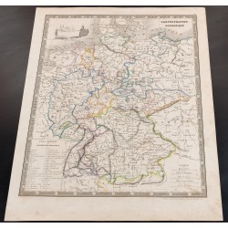 Gravure de 1835 - Carte de la Confédération germanique - 2
