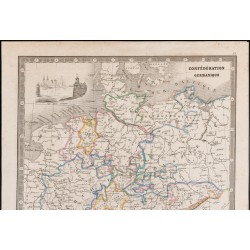 Gravure de 1835 - Carte de la Confédération germanique - 3