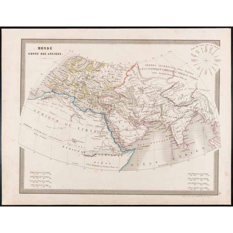 Gravure de 1835 - Monde connu des anciens - 1