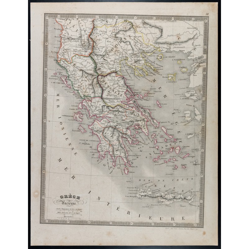 Gravure de 1835 - Carte de la Grèce ancienne - 1
