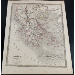 Gravure de 1835 - Carte de la Grèce ancienne - 2