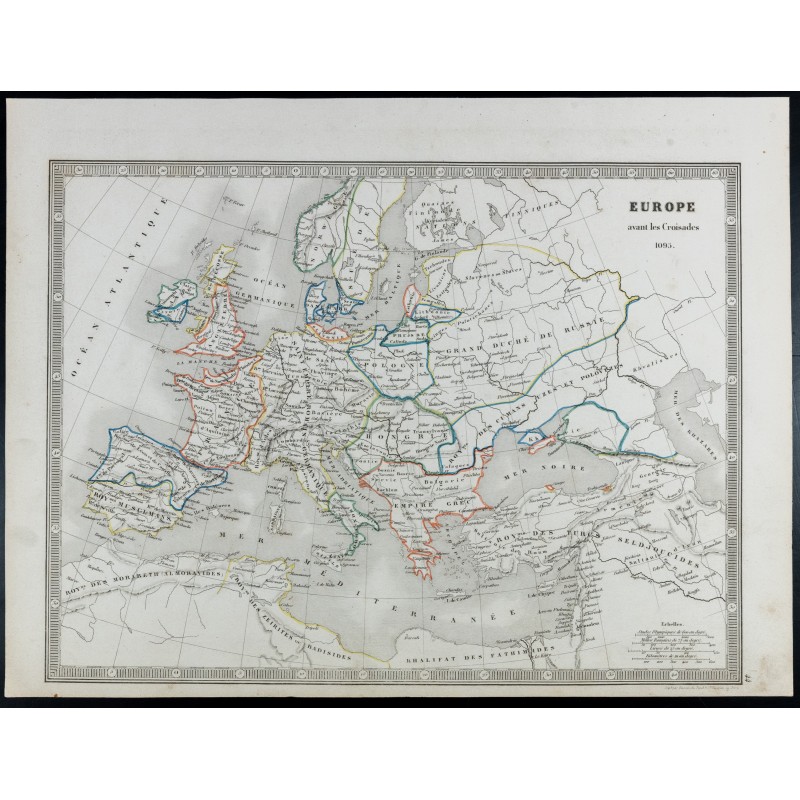 Gravure de 1835 - Europe avant les croisades - 1