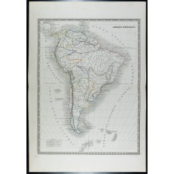 Gravure de 1835 - Carte ancienne de l'Amérique du sud - 1