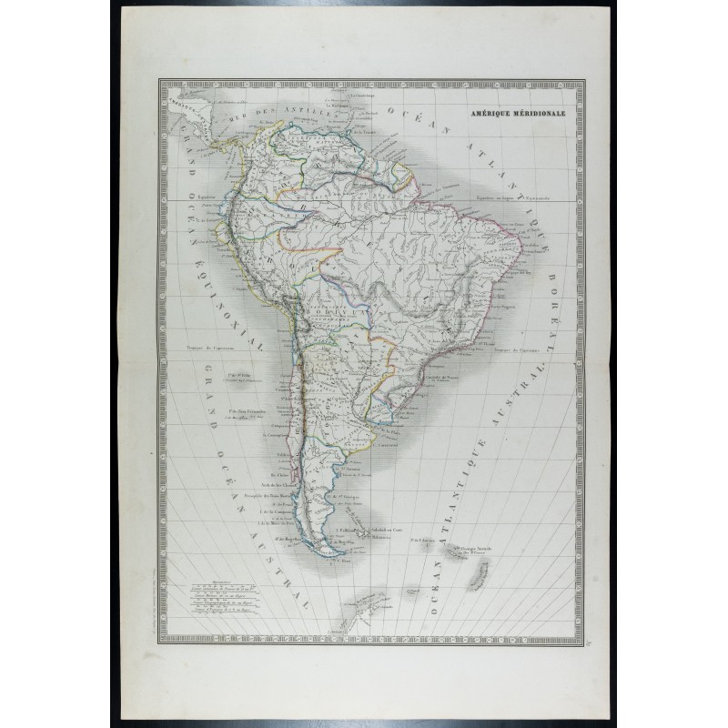 Gravure de 1835 - Carte ancienne de l'Amérique du sud - 1