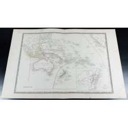 Gravure de 1835 - Carte de l'Océanie et de l'Australie - 2