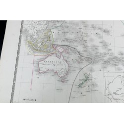 Gravure de 1835 - Carte de l'Océanie et de l'Australie - 3