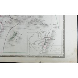 Gravure de 1835 - Carte de l'Océanie et de l'Australie - 4
