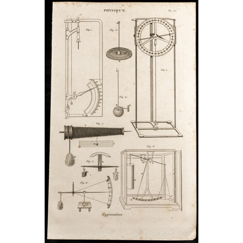 Gravure de 1852 - Hygromètre - Physique - 1