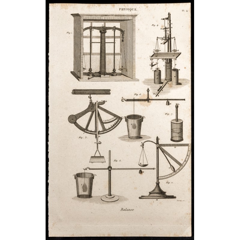 Gravure de 1852 - Balance - Physique - 1