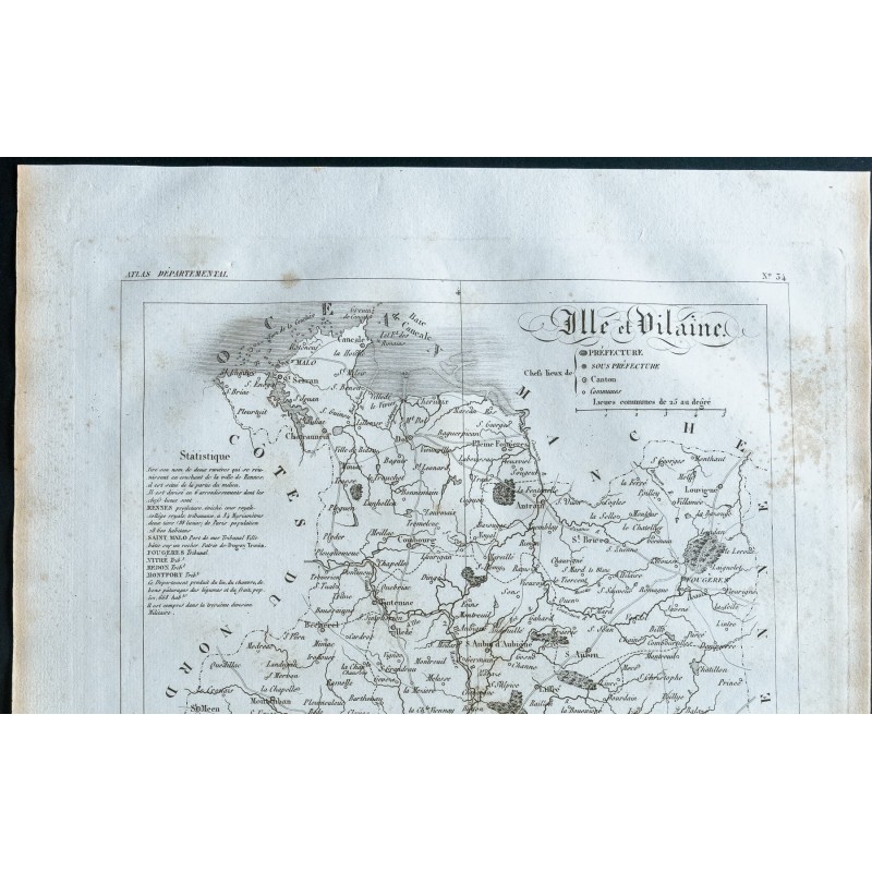 1830 Carte ancienne de l'IlleetVilaine 1830 Carte ancienne de l'IlleetVilaine