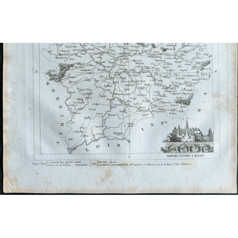 1830 Carte ancienne de l'IlleetVilaine 1830 Carte ancienne de l'IlleetVilaine