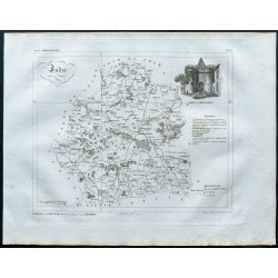 Gravure de 1830 - Carte ancienne de l'Indre - 1