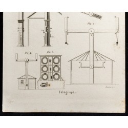 Gravure de 1852 - Télégraphe aérien - Arts mécaniques - 3