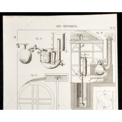 Gravure de 1852 - Plan de machine à vapeur - Arts mécaniques - 2