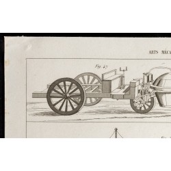 Gravure de 1852 - Voiture et bateau à vapeur - Arts mécaniques - 2