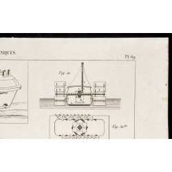Gravure de 1852 - Voiture et bateau à vapeur - Arts mécaniques - 3